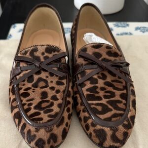 J. Crew Leopard Print Loafers with Bow